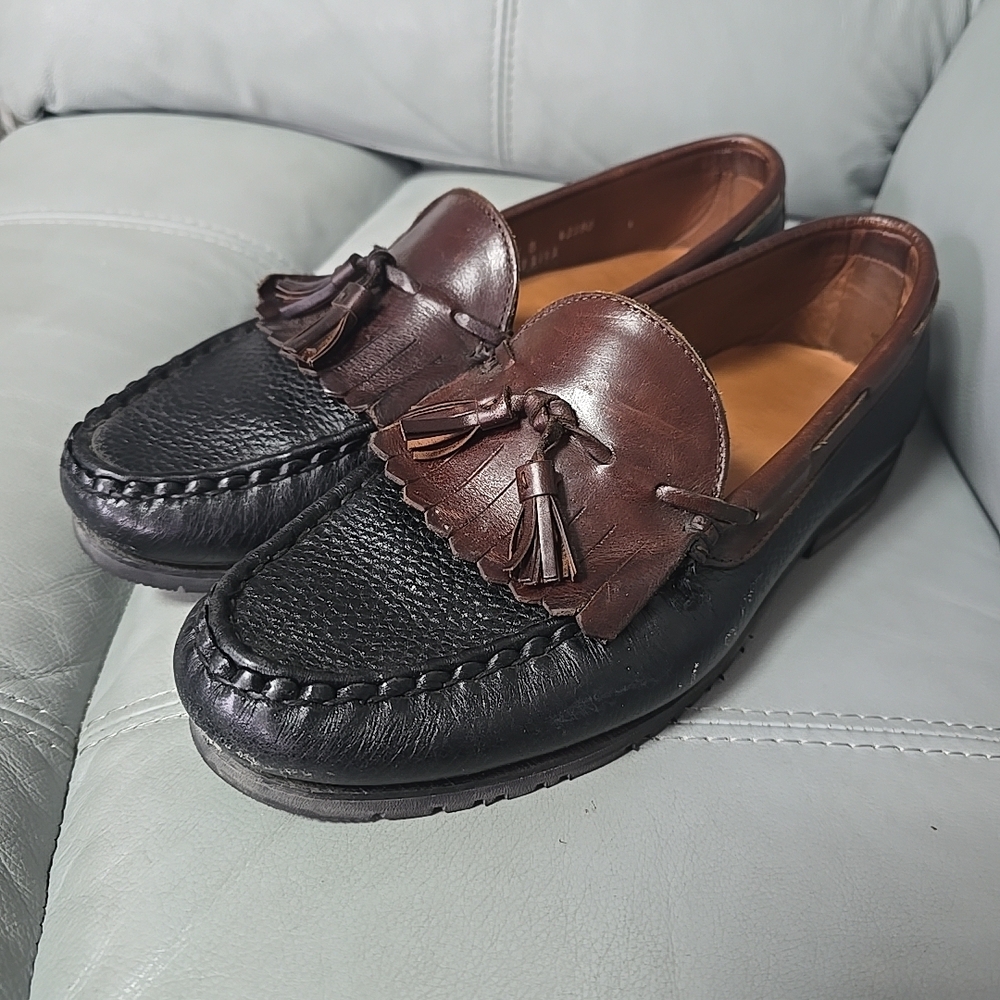 Allen Edmonds‎ Nashua Two-Tone Brown Black Tassel Loafers Shoes Men's US 11 B